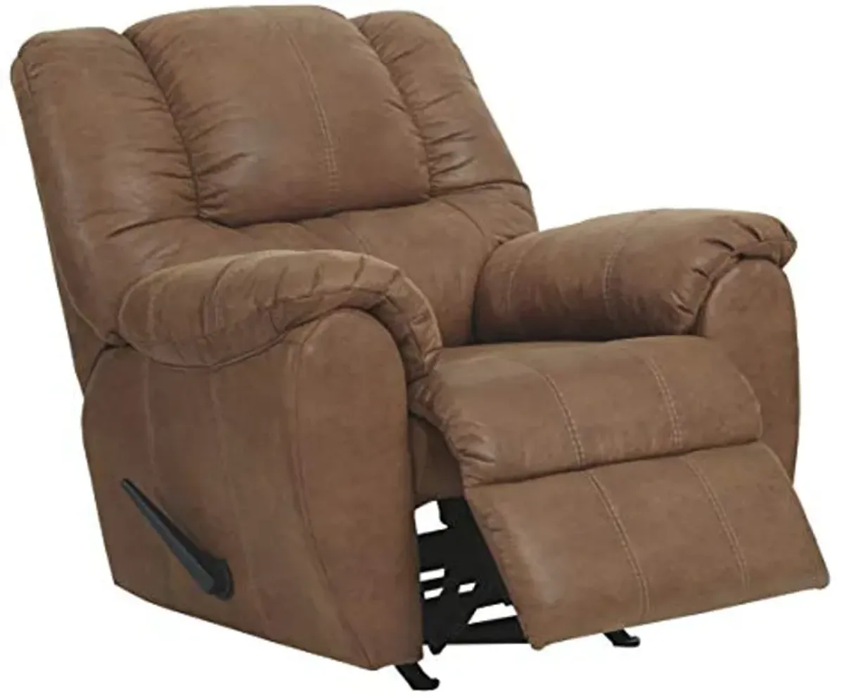 Signature Design by Ashley McGann Faux Leather Oversized Manual Rocker Recliner, Light Brown