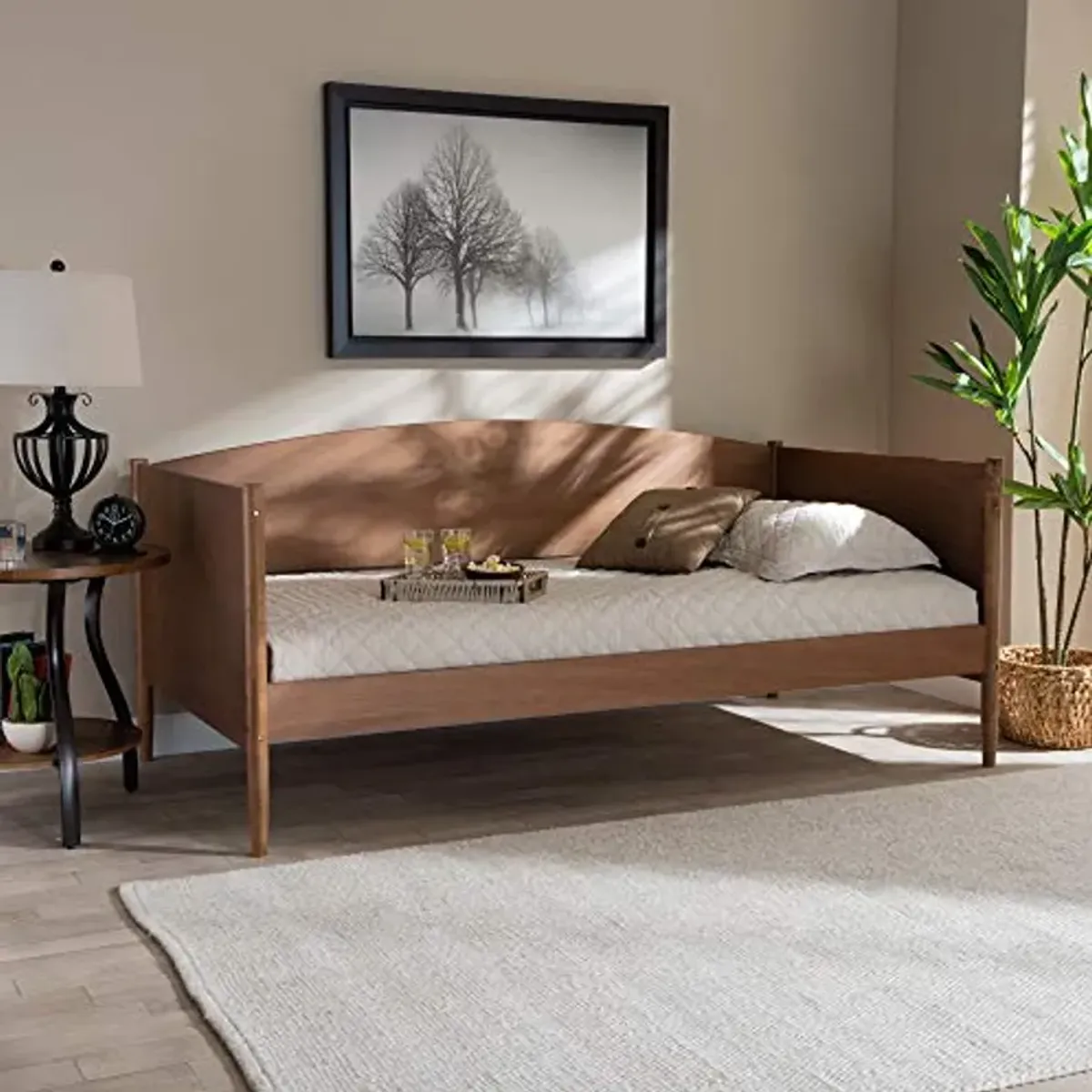 Baxton Studio Daybed, Single, Ash walnut