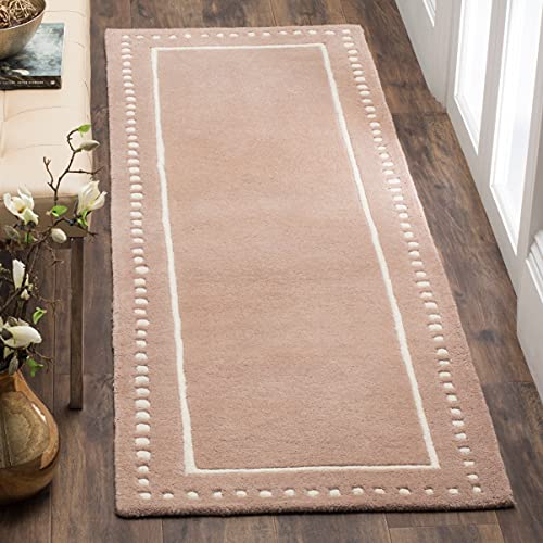 SAFAVIEH Bella Collection 2'3" x 5' Beige/Ivory BEL151J Handmade Dotted Border Premium Wool Accent Rug