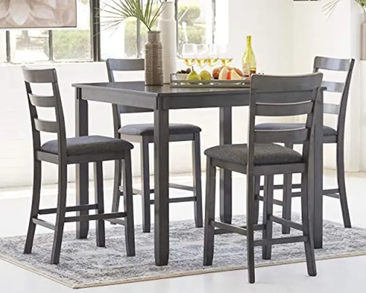 Signature Design by Ashley Bridson 5 Piece Counter Height Dining Room Set, Includes Table & 4 Bar Stools, Gray