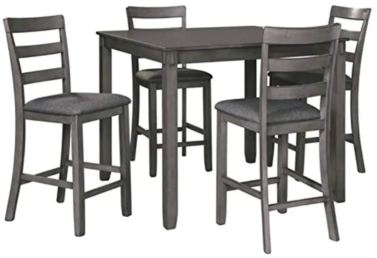 Signature Design by Ashley Bridson 5 Piece Counter Height Dining Room Set, Includes Table & 4 Bar Stools, Gray