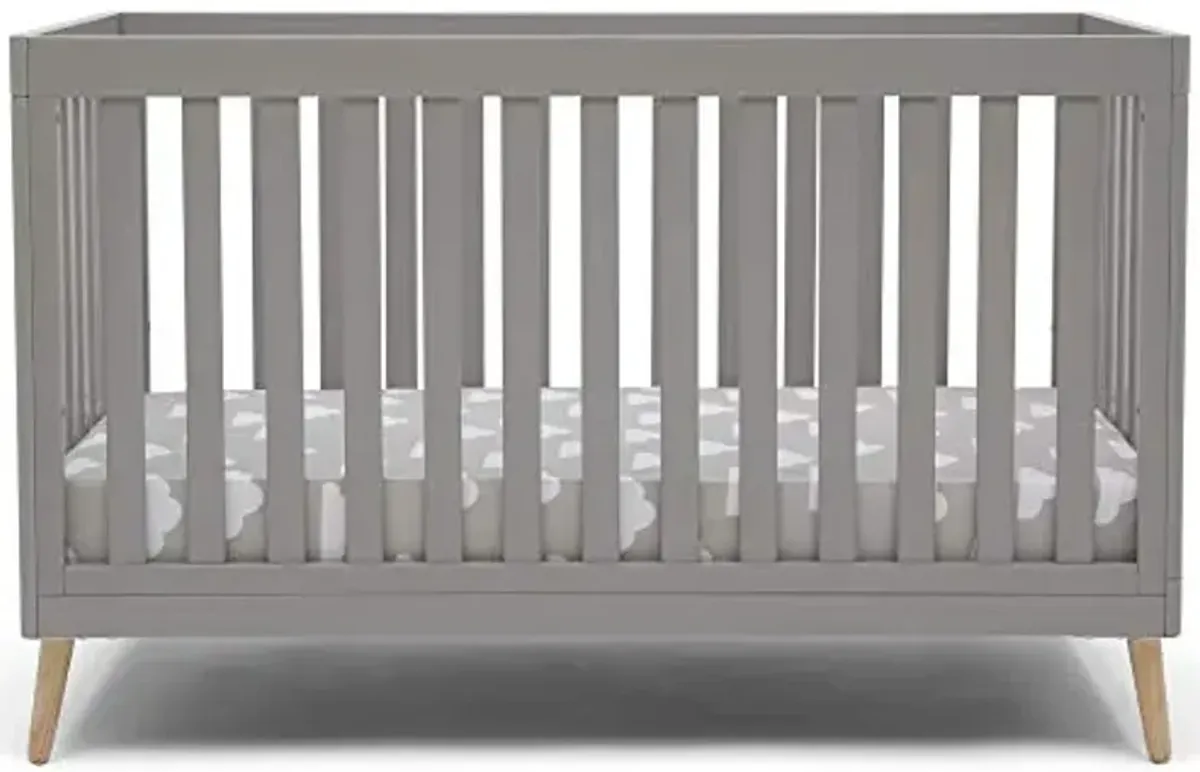Delta Children Essex 4-in-1 Convertible Baby Crib, Grey with Natural Legs