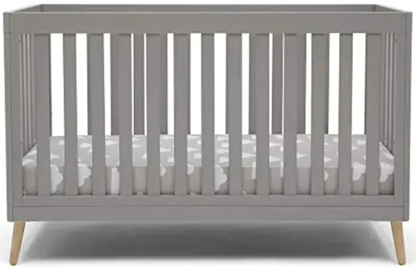 Delta Children Essex 4-in-1 Convertible Baby Crib, Grey with Natural Legs
