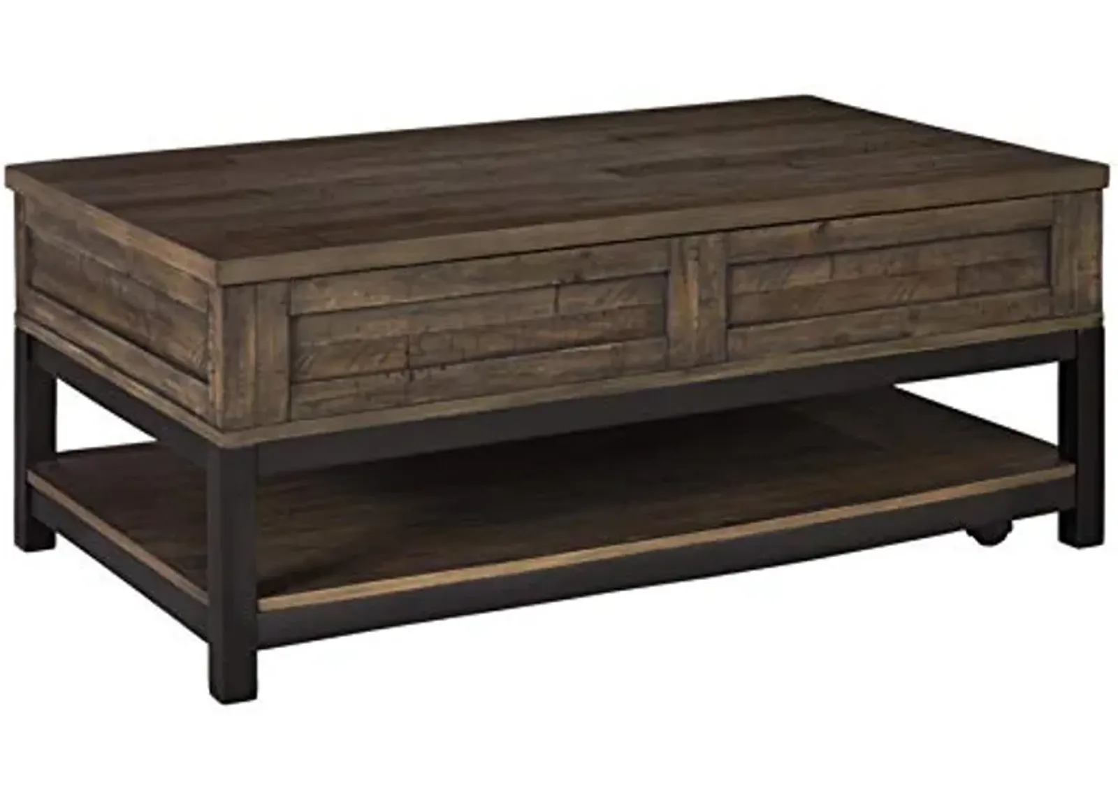 Signature Design by Ashley Johurst Rustic Rectangular Lift Top Coffee Table and Fixed Lower Shelf, Brown