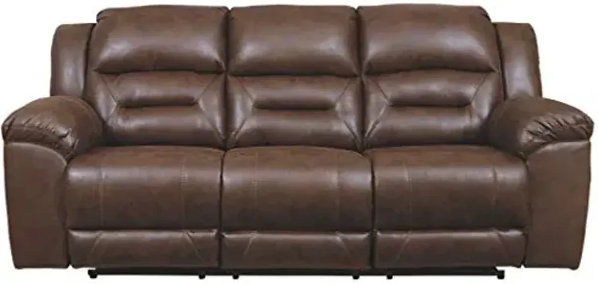 Signature Design by Ashley Stoneland Faux Leather Power Reclining Sofa, Dark Brown