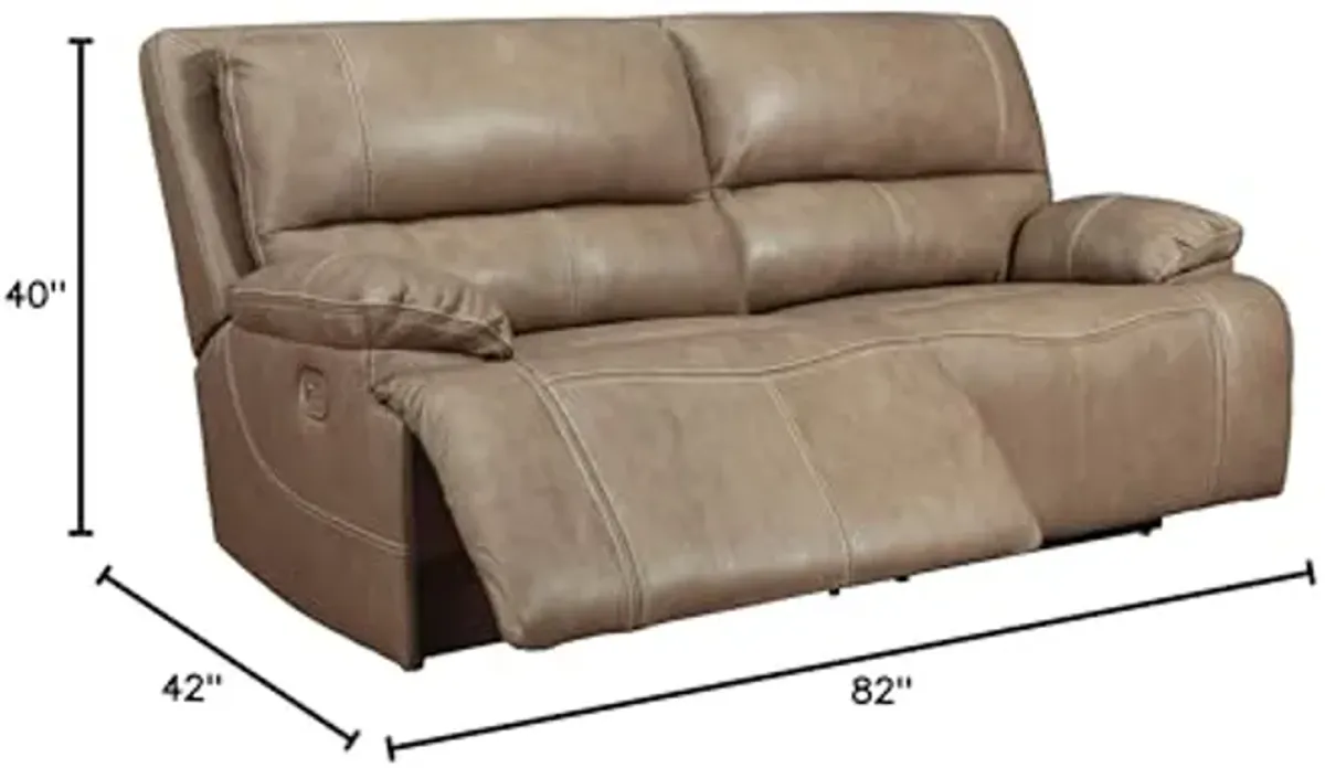 Signature Design by Ashley Ricmen Leather Adjustable 2 Seat Power Reclining Sofa with USB Charging, Light Brown