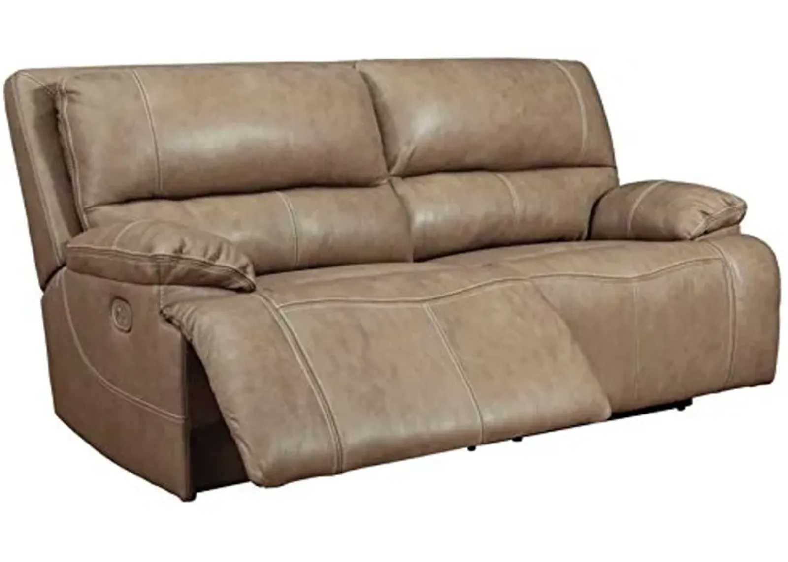 Signature Design by Ashley Ricmen Leather Adjustable 2 Seat Power Reclining Sofa with USB Charging, Light Brown