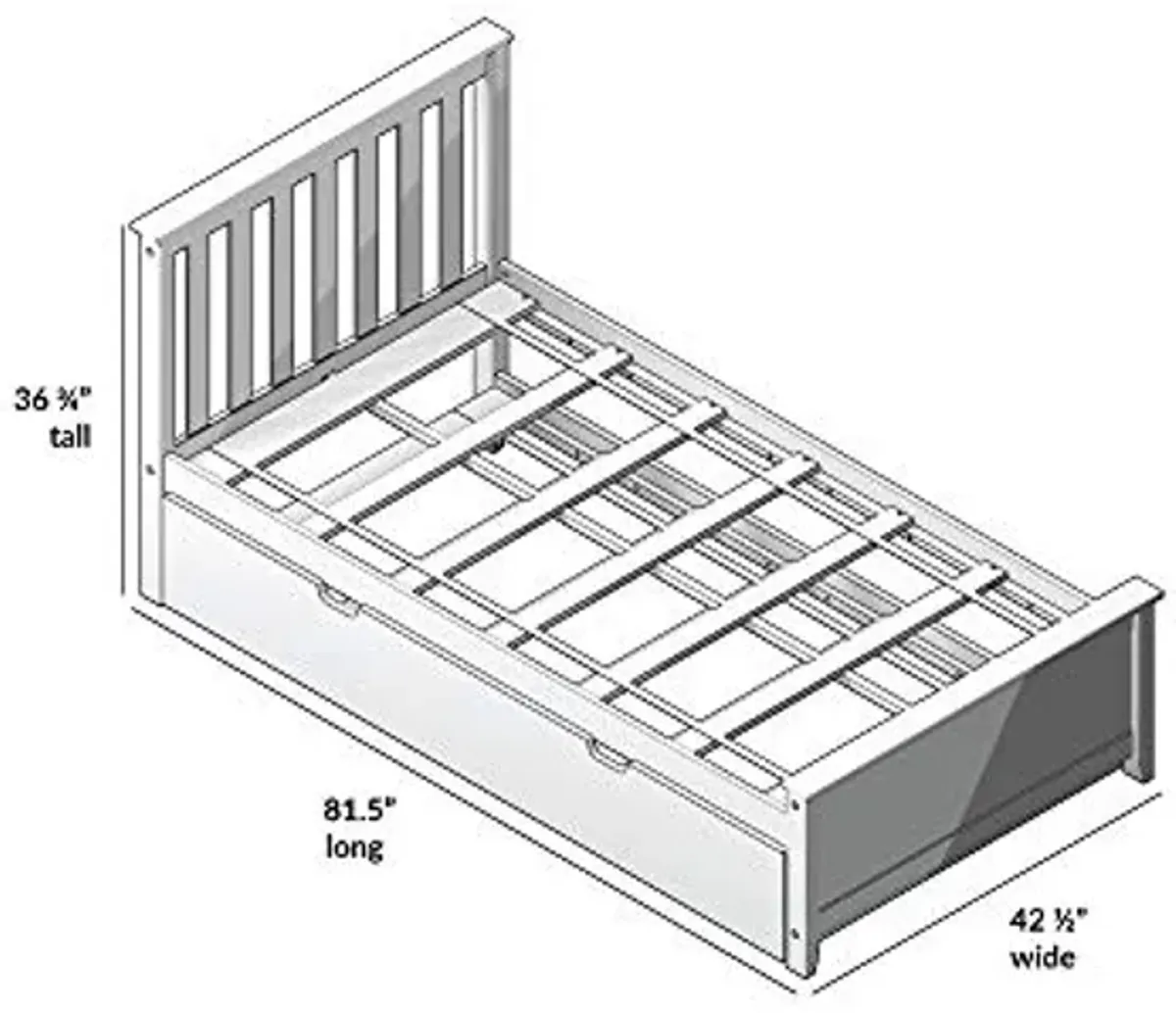 Max & Lily Twin Bed, Wood Bed Frame with Headboard For Kids with Trundle, Slatted, Clay