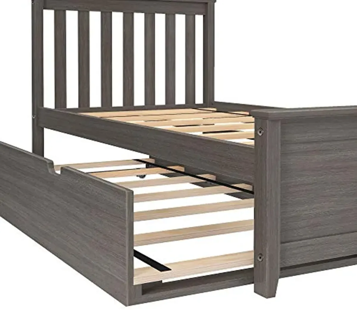 Max & Lily Twin Bed, Wood Bed Frame with Headboard For Kids with Trundle, Slatted, Clay