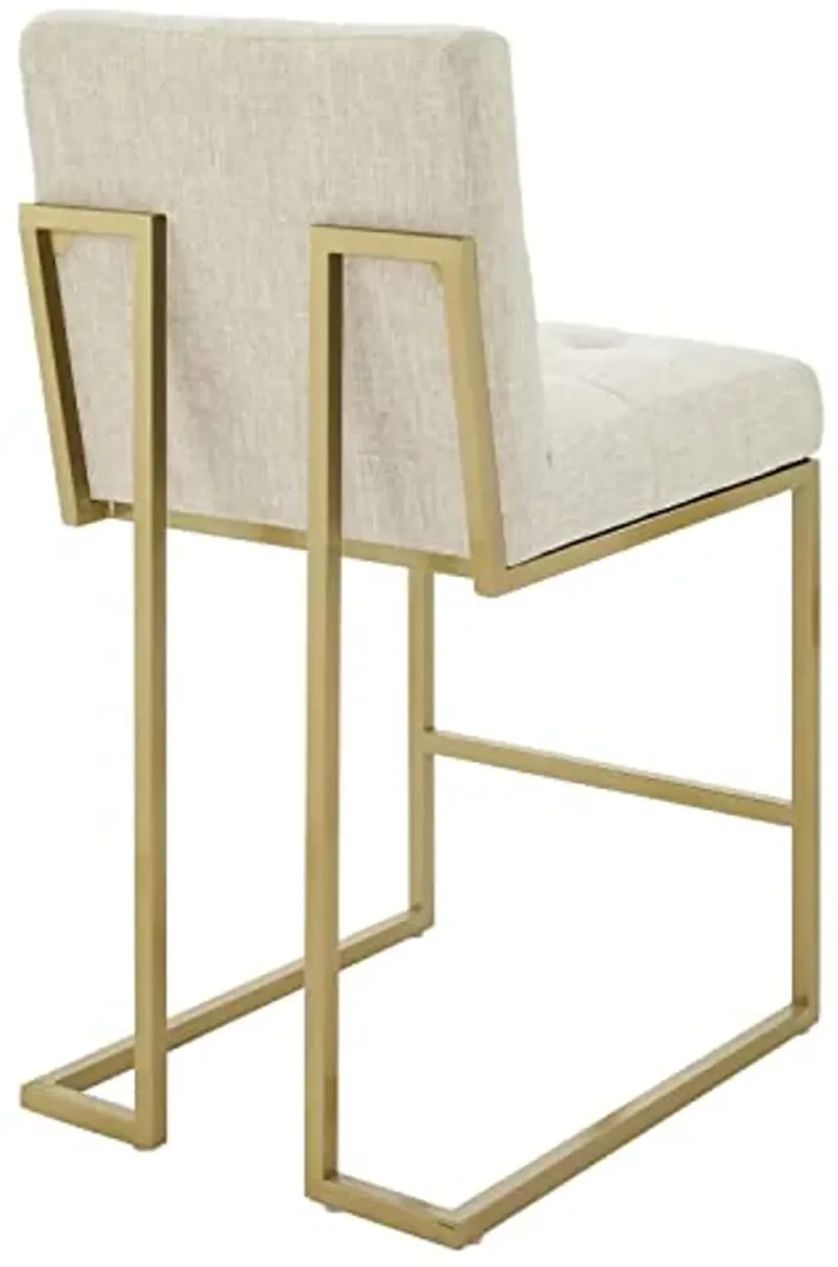 Modway Privy Stainless Steel Upholstered Fabric Counter Stool, Gold Beige