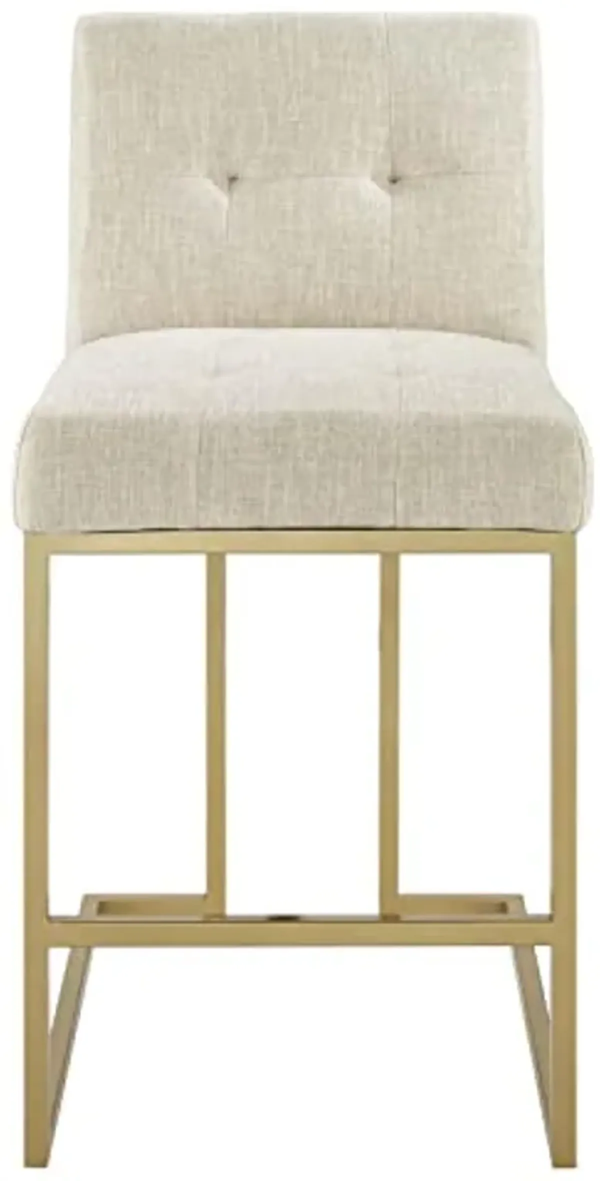 Modway Privy Stainless Steel Upholstered Fabric Counter Stool, Gold Beige