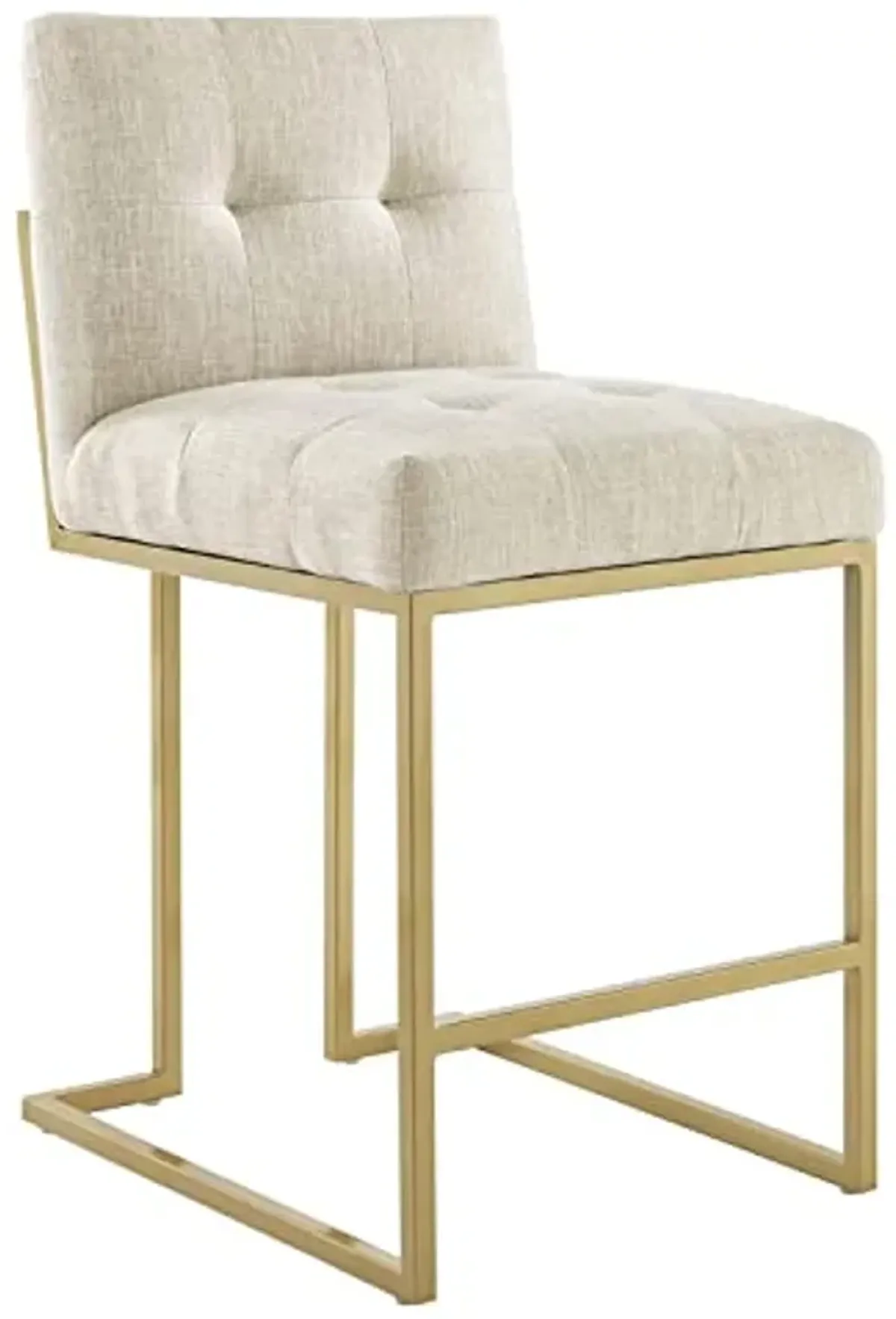 Modway Privy Stainless Steel Upholstered Fabric Counter Stool, Gold Beige