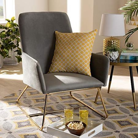 Baxton Studio Chairs, Grey/Gold