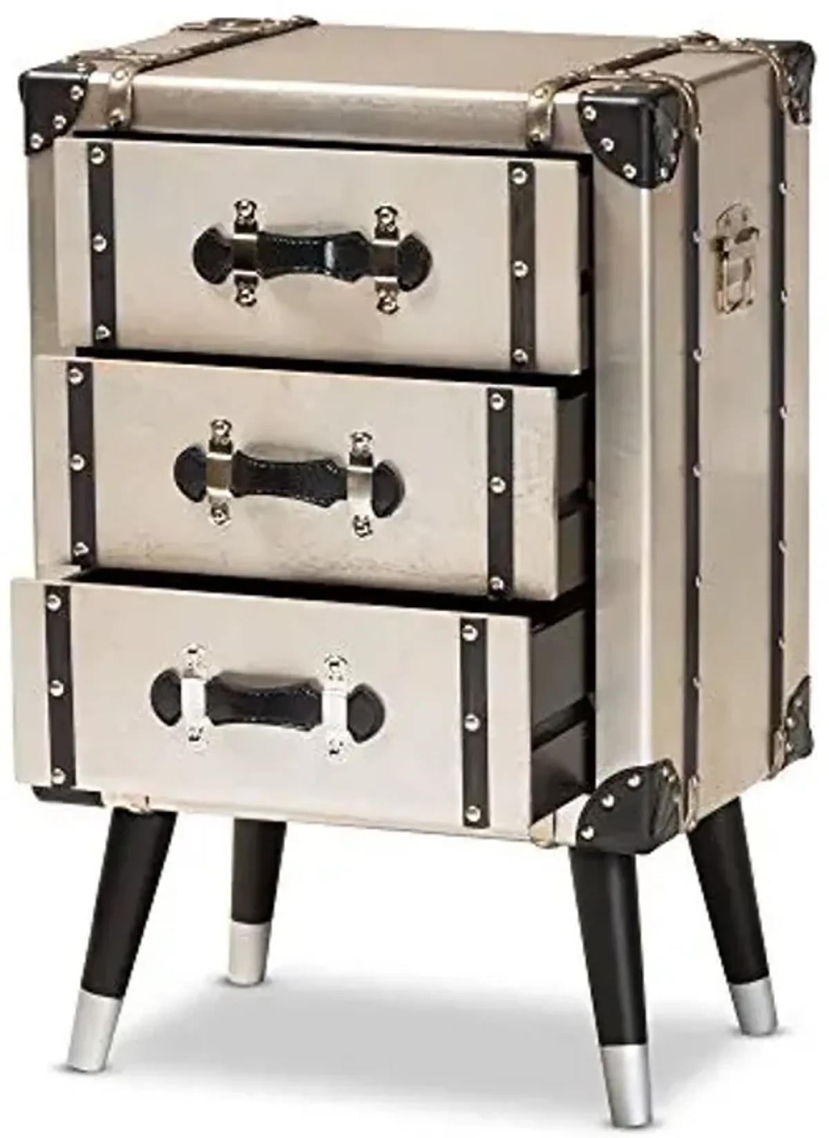 Baxton Studio Nightstands, Silver/Black