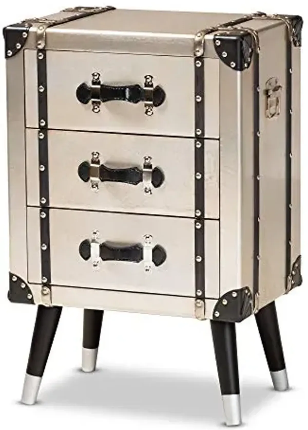 Baxton Studio Nightstands, Silver/Black