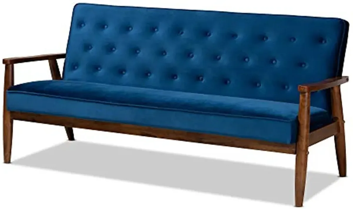 Baxton Studio Sofas, One Size, Navy Blue/Brown