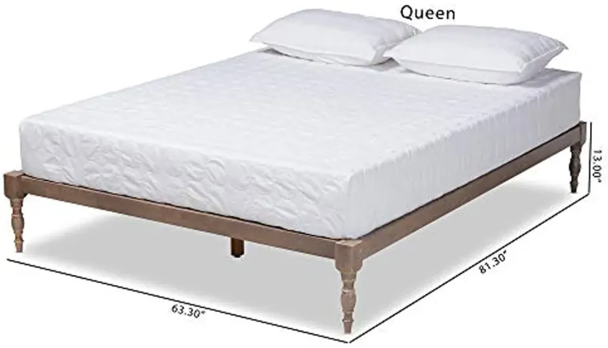 Baxton Studio Platform, Queen, Antique Oak