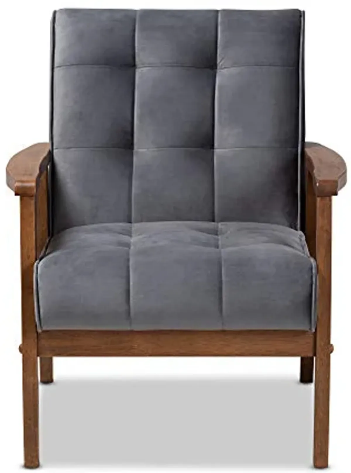 Baxton Studio Chairs, Grey/Walnut