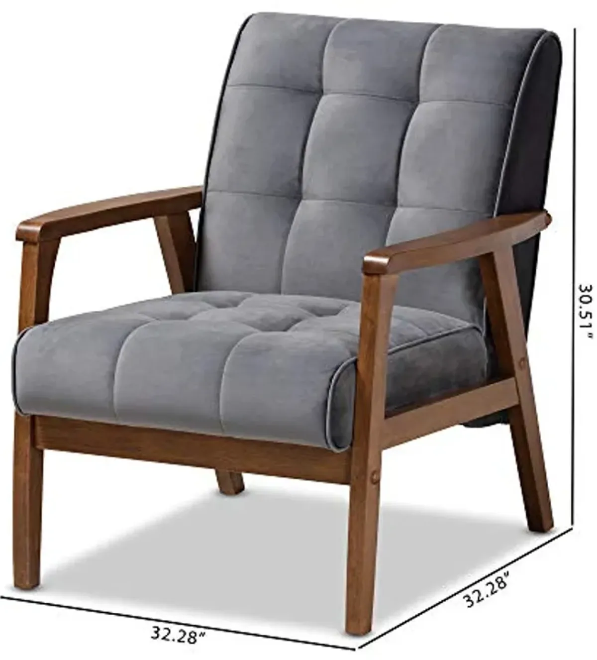 Baxton Studio Chairs, Grey/Walnut