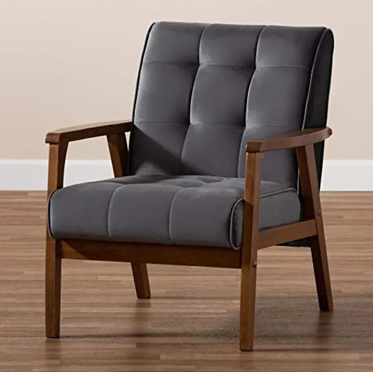 Baxton Studio Chairs, Grey/Walnut