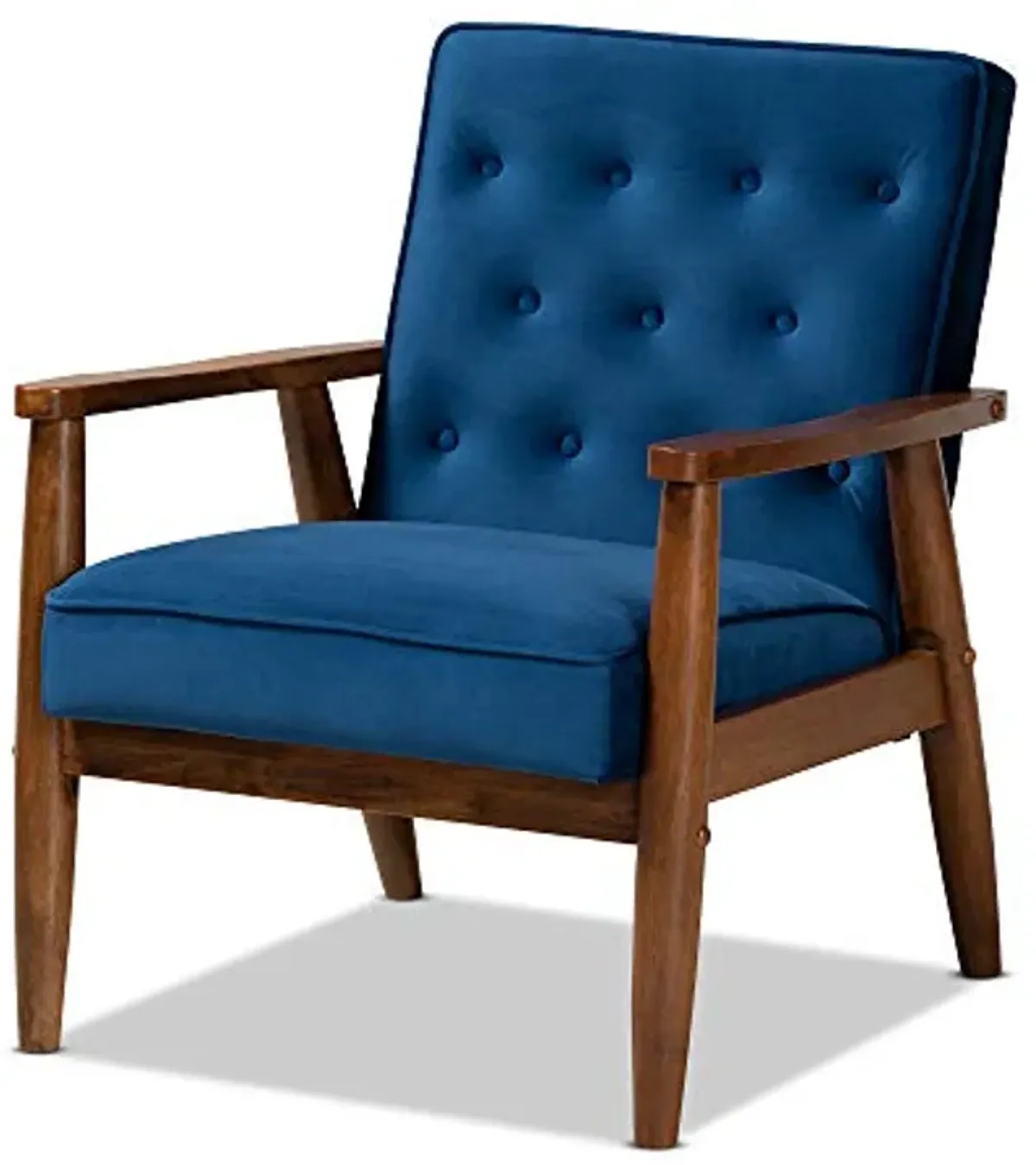 Baxton Studio Chairs, Navy Blue/Brown