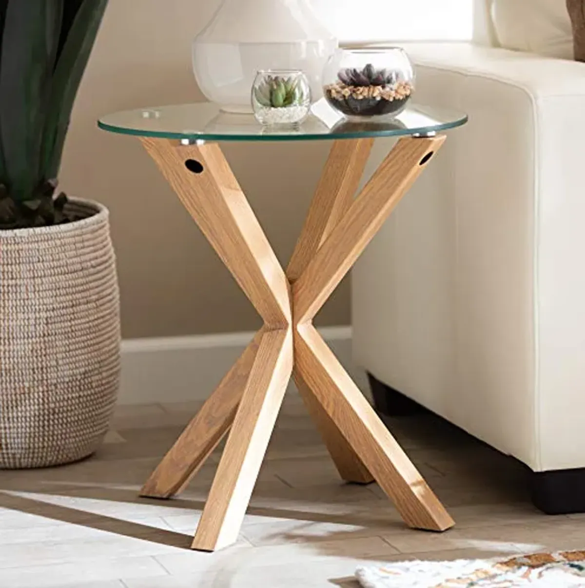 Baxton Studio End Tables, One Size, Clear/Natural