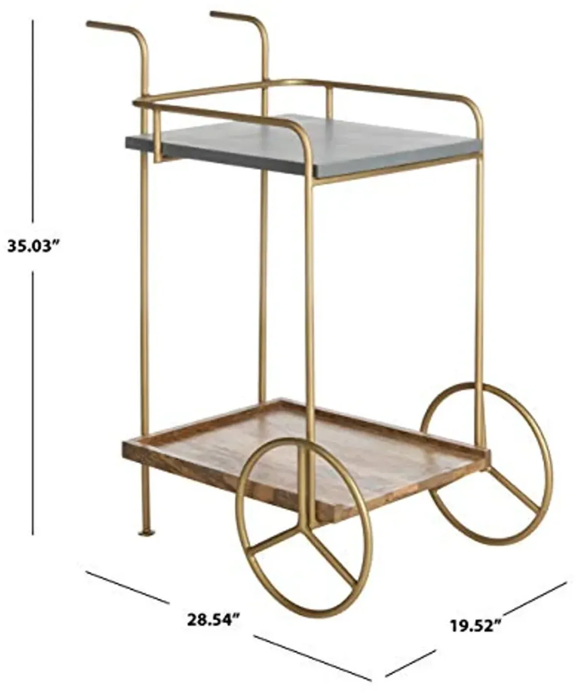 Safavieh Home Collection Harper 2-tier Natural Wheels Bar Cart