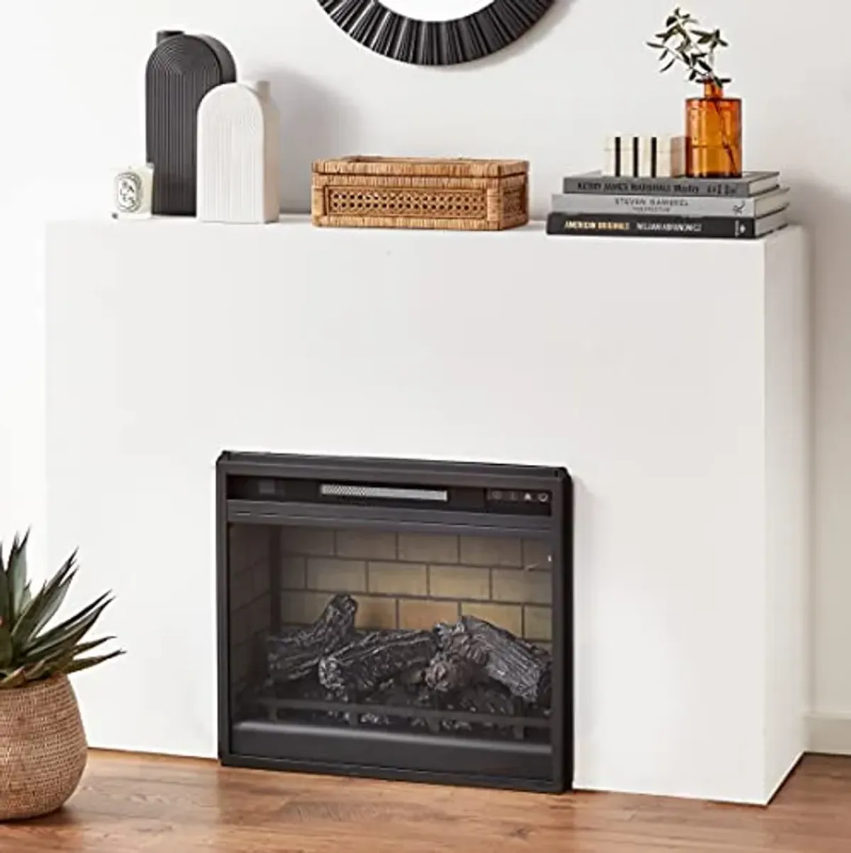 Signature Design by Ashley 24" Electric Infrared Fireplace Insert with Remote Control, Black