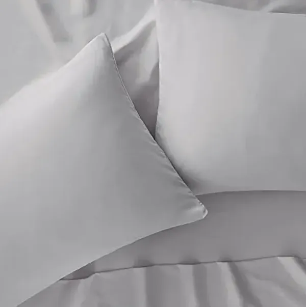 Serta Simply Clean Super Soft Hypoallergenic Stain Resistant Deep Pocket 3 Pieces Solid Bed Sheet Set, Twin XL, Silver Grey