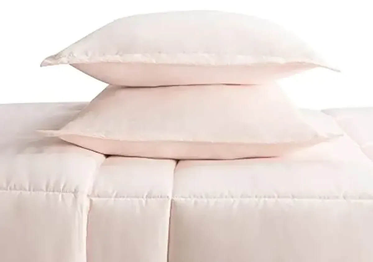 SERTA Simply Clean Ultra Soft Hypoallergenic Solid 3 Piece Comforter Set, Full/Queen, Blush