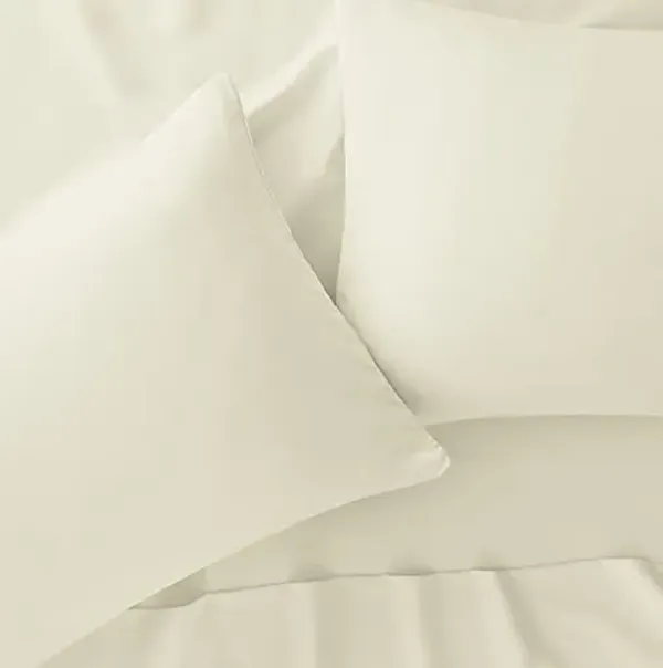 Serta Simply Clean Super Soft Hypoallergenic Stain Resistant Deep Pocket 3 Pieces Solid Bed Sheet Set, Twin, Ivory