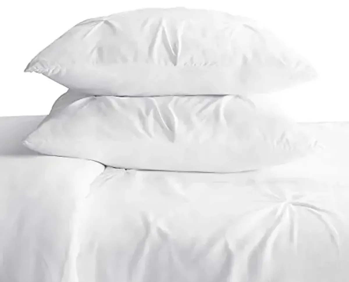 SERTA Simply Clean Ultra Soft 2 Piece Hypoallergenic Stain Resistant Pleated Duvet Cover Set, Twin/Twin XL, White