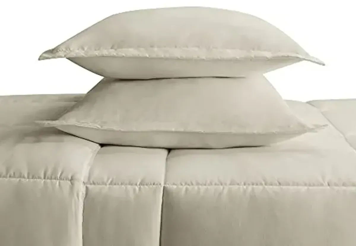 SERTA Simply Clean Ultra Soft Hypoallergenic Solid 2 Piece Comforter Set, Twin XL, Khaki