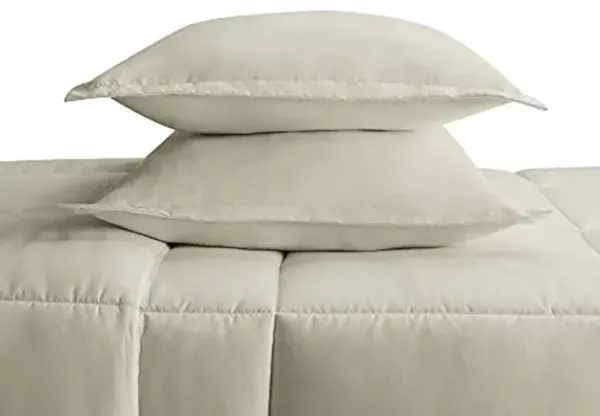 SERTA Simply Clean Ultra Soft Hypoallergenic Solid 2 Piece Comforter Set, Twin XL, Khaki