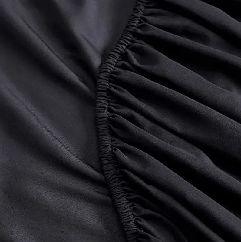 Serta Simply Clean Super Soft Hypoallergenic Stain Resistant Deep Pocket 3 Pieces Solid Bed Sheet Set, Twin XL, Black