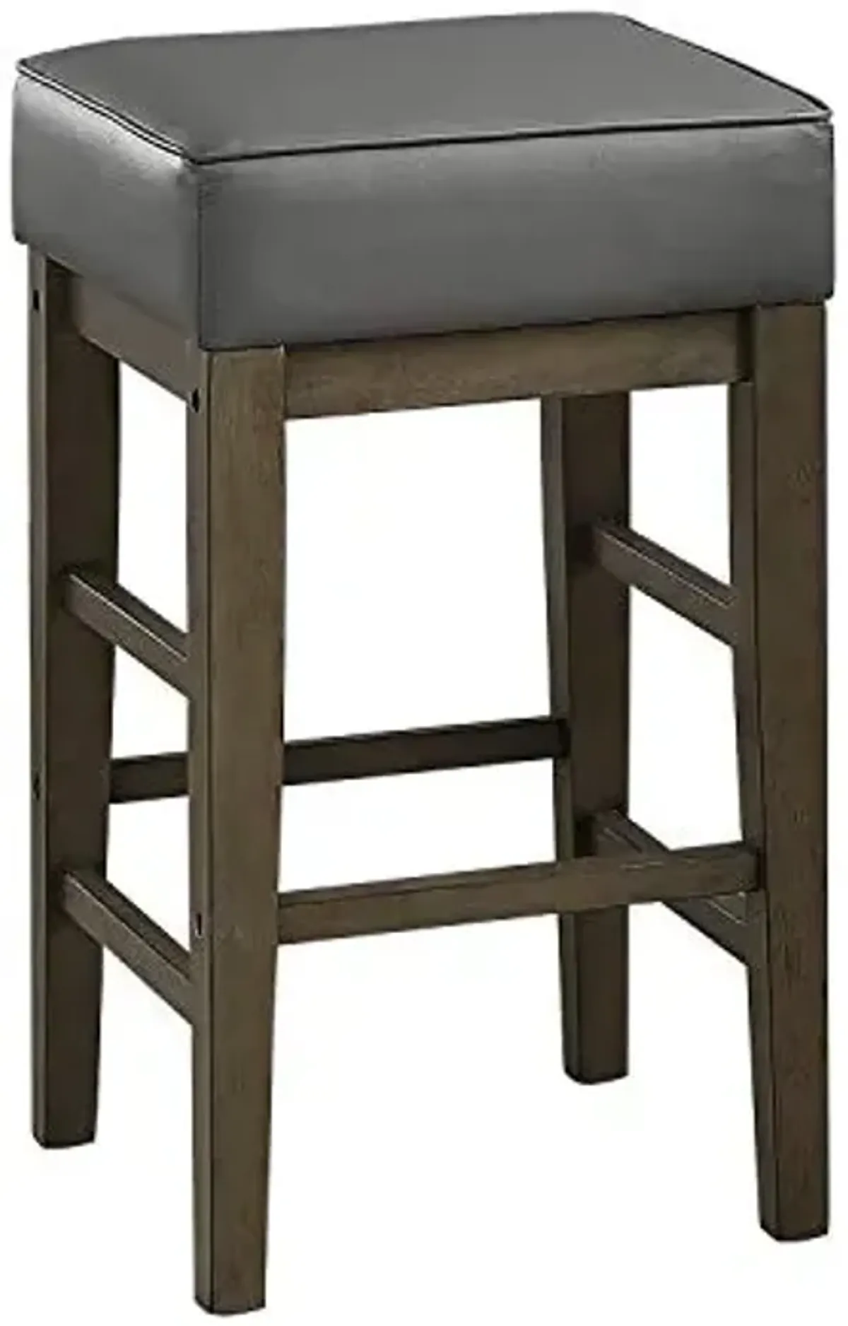 Lexicon Counter Stools Set of 2 - Counter Height Stools, Backless Seating, Solid Wood Frame and Faux Leather Cushion Seat, 26''SH, Gray