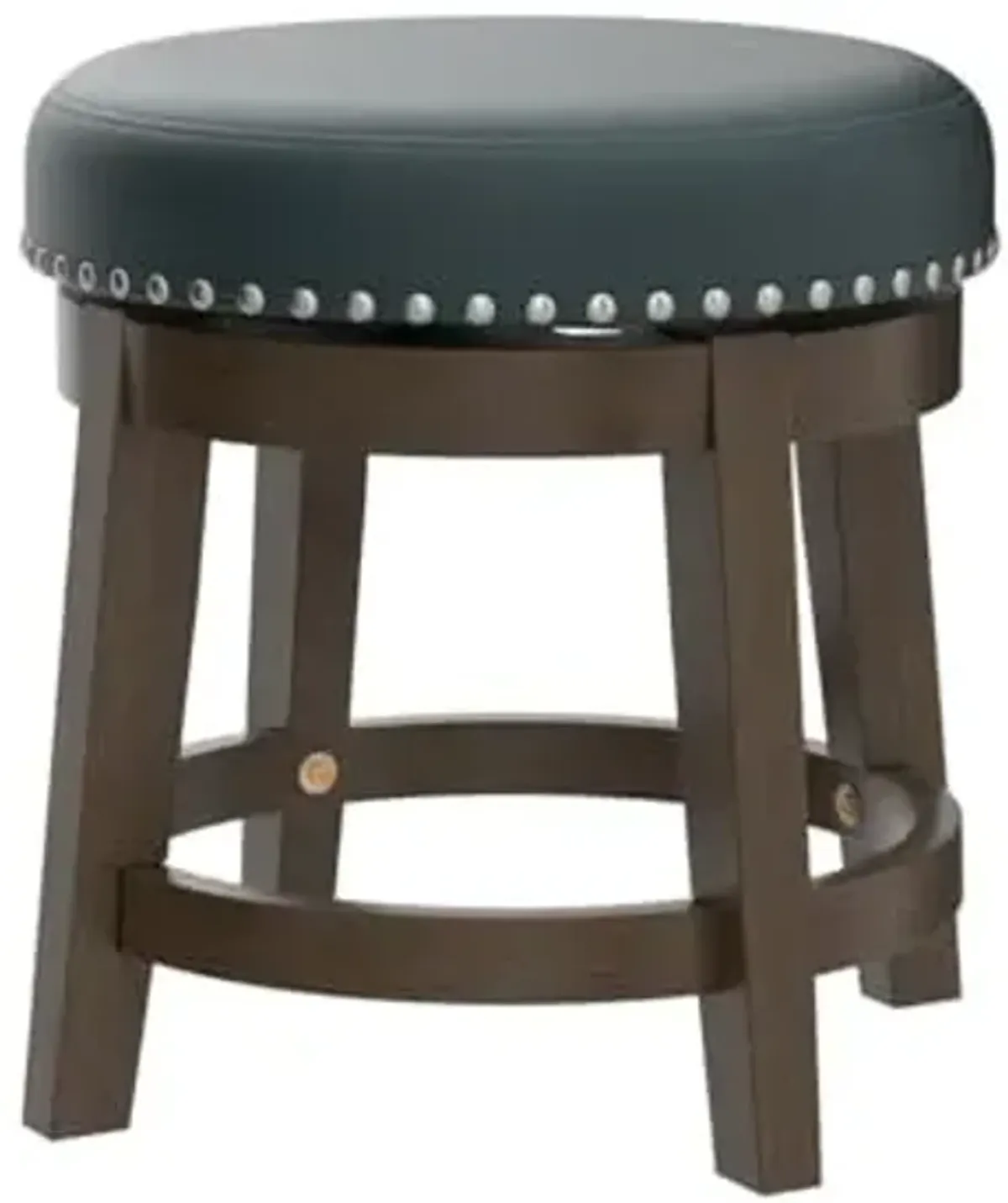 Lexicon Kenmare Swivel Stools Set of 2, Rustic 360 Degree Backless Swivel Counter Stools, Faux Leather Upholstered, Solid Wood Frame, Easy Assembly, Round Top, Foot Rest, 19.5" Green