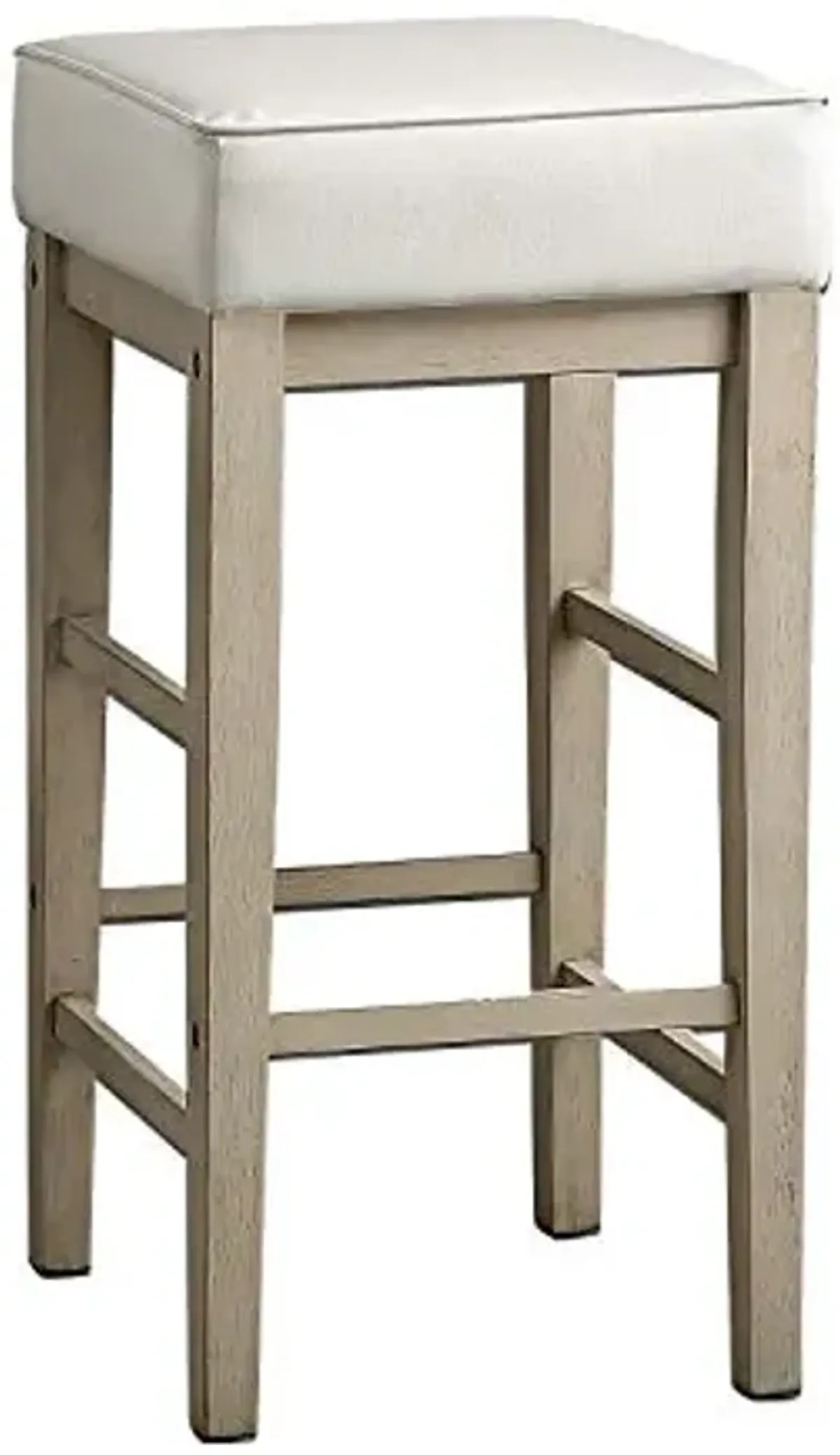 Lexicon Bar Stools Set of 2, Bar Height Stools, Tall Barstools with Solid Wood Frame and Faux Leather Cushion Seat, 30.5''SH, White