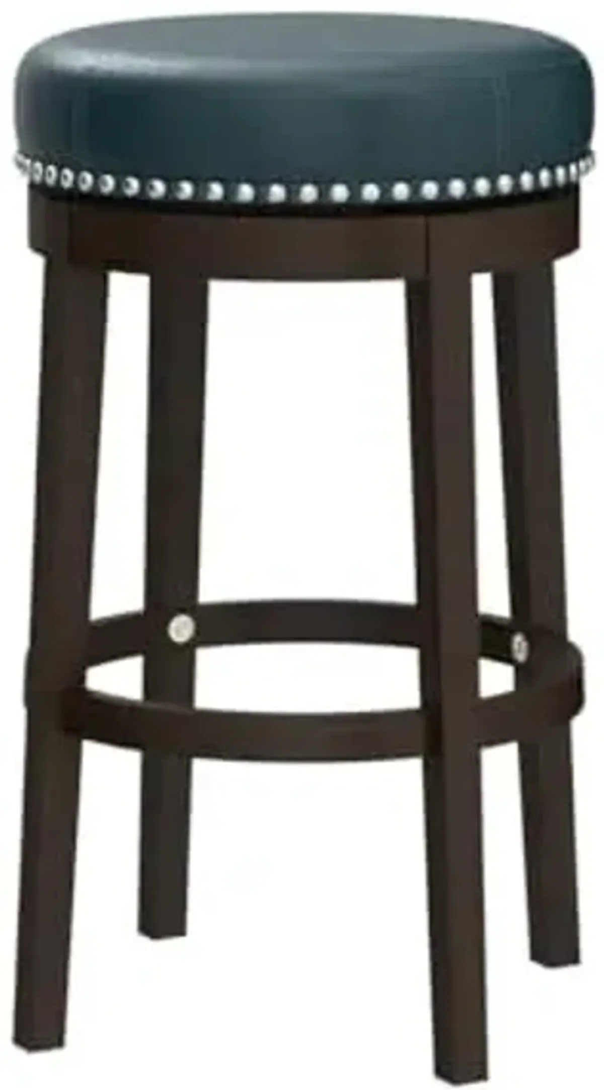 Lexicon Kenmare Swivel Bar Stools Set of 2, Rustic 360 Degree Backless Swivel Stools, Faux Leather Upholstered, Solid Wood Frame, Easy Assembly, Round Top, Foot Rest, 30.5" Green