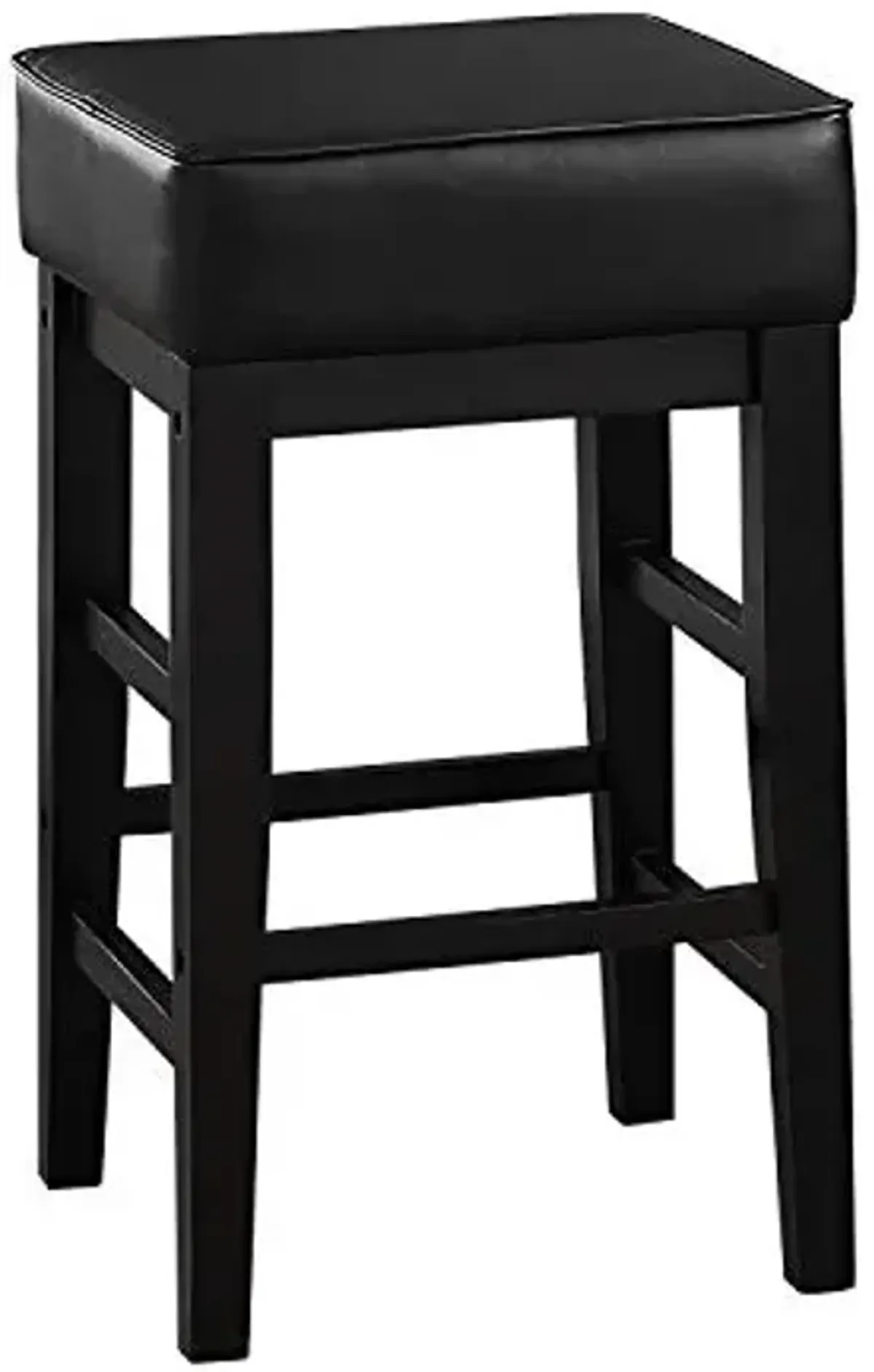 Lexicon Counter Stools Set of 2 - Counter Height Stools, Backless Seating, Solid Wood Frame and Faux Leather Cushion Seat, 26''SH, Black