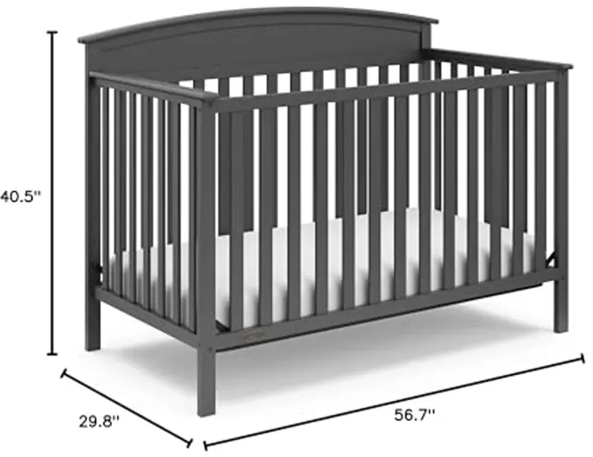 Graco Benton 5-in-1 Convertible Crib (Gray) – GREENGUARD Gold Certified, Converts from Baby Crib to Toddler Bed, Daybed and Full-Size Bed, Fits Standard Full-Size Crib Mattress