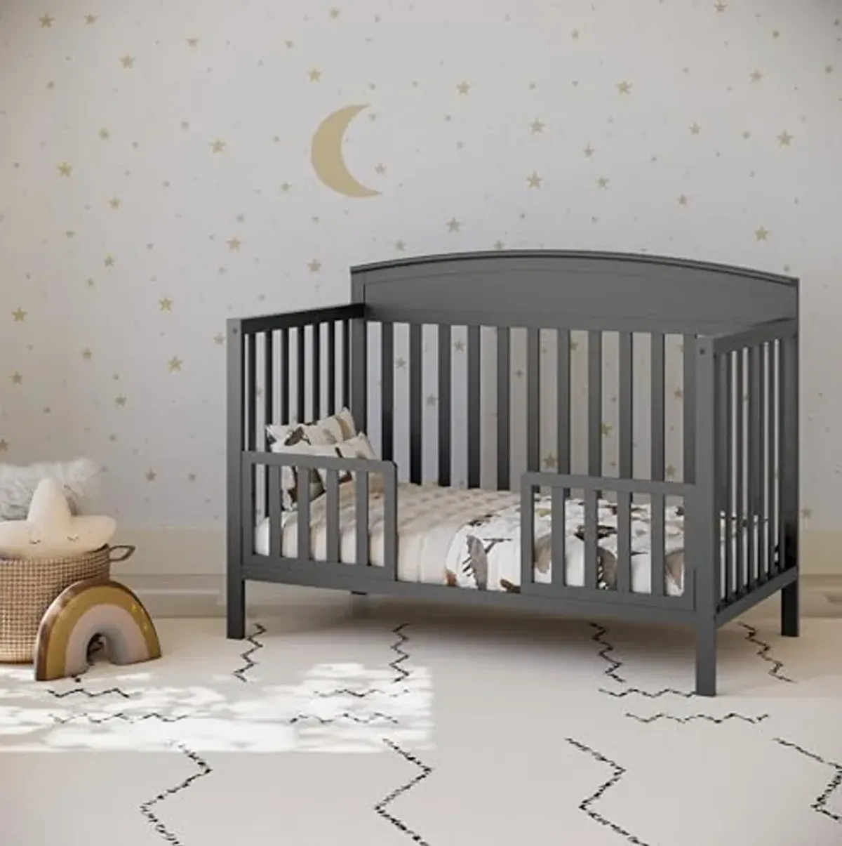 Graco Benton 5-in-1 Convertible Crib (Gray) – GREENGUARD Gold Certified, Converts from Baby Crib to Toddler Bed, Daybed and Full-Size Bed, Fits Standard Full-Size Crib Mattress