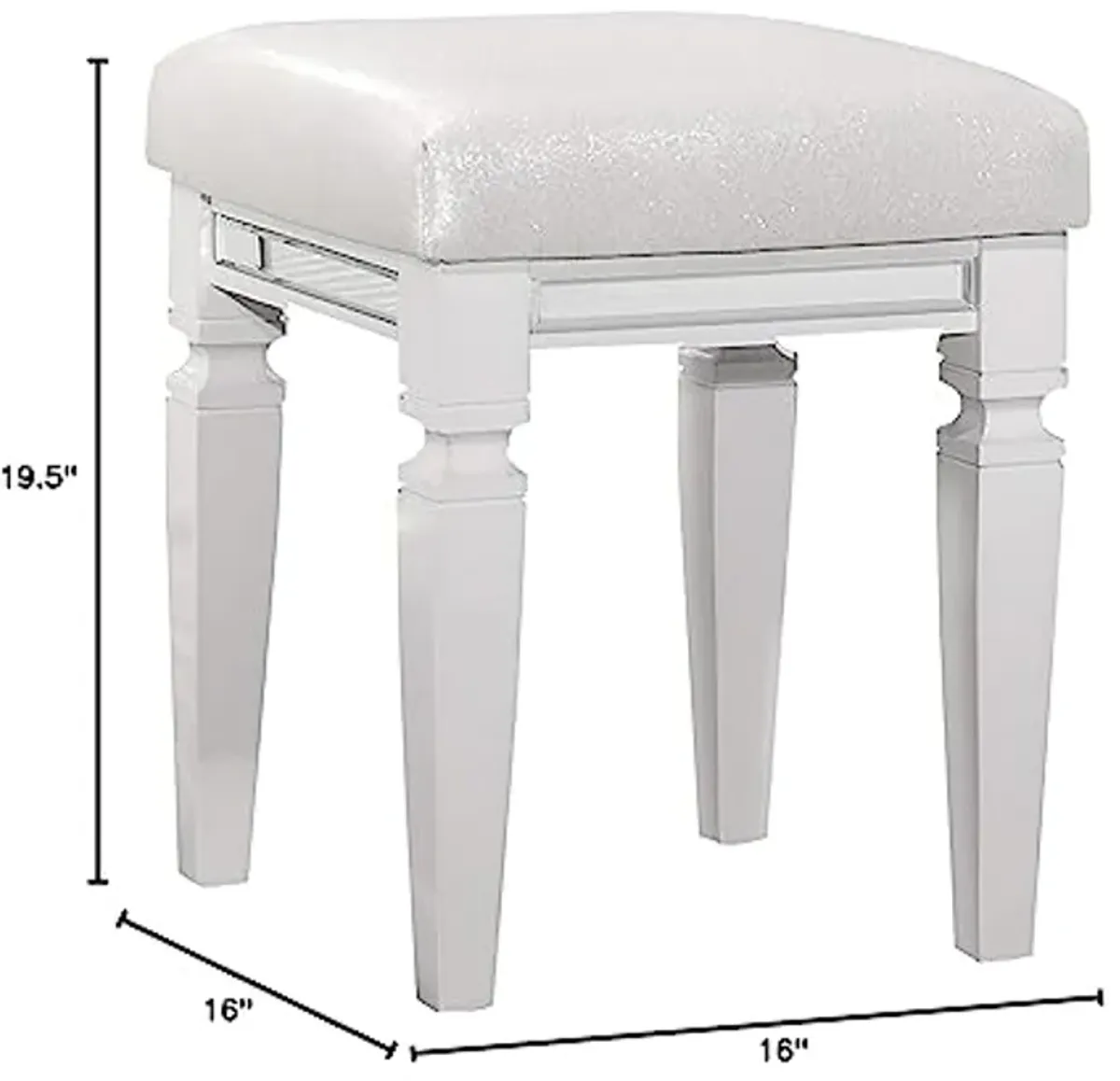 Lexicon Laoghaire Fabric Vanity Stool, White