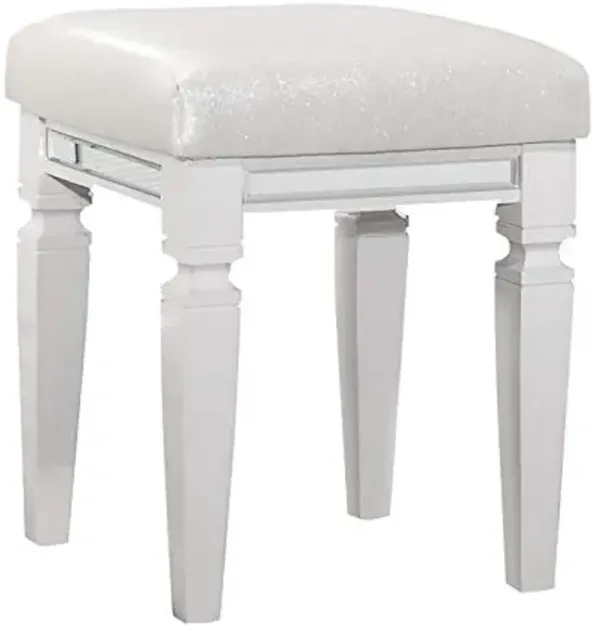 Lexicon Laoghaire Fabric Vanity Stool, White