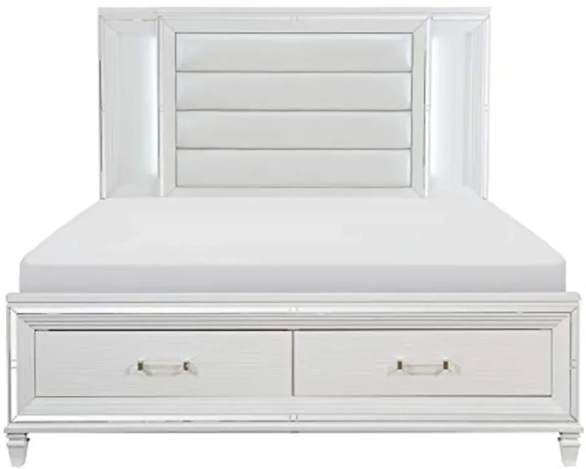 Lexicon Laoghaire Platform Bed with Footboard Storage, Queen, White