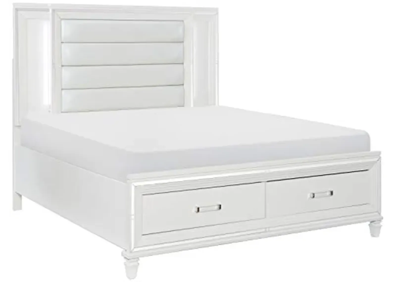 Lexicon Laoghaire Platform Bed with Footboard Storage, Queen, White