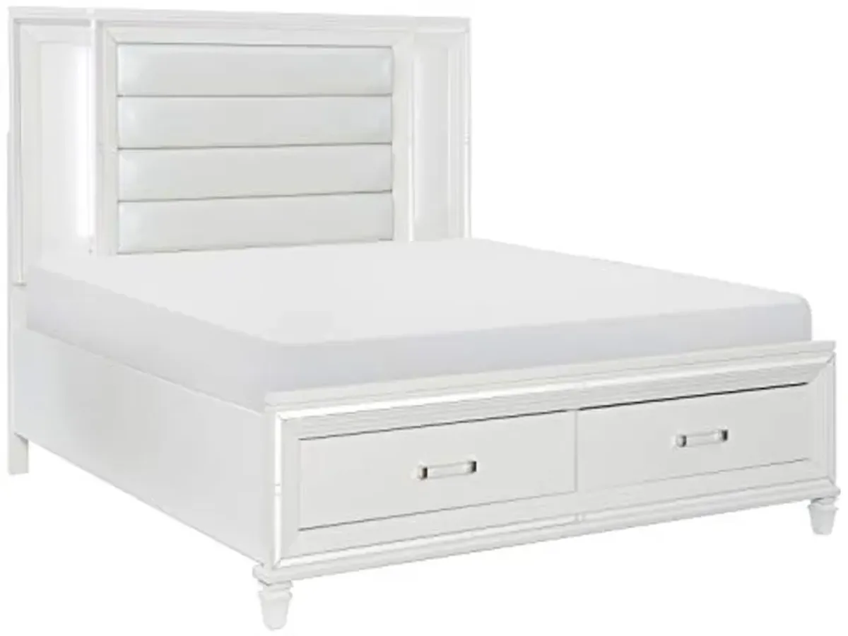 Lexicon Laoghaire Platform Bed with Footboard Storage, Queen, White