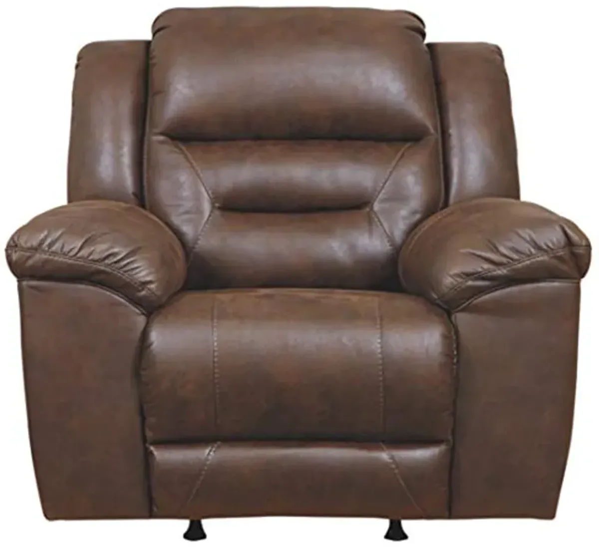 Signature Design by Ashley Stoneland Faux Leather Power Rocker Recliner, Dark Brown , 41D x 43W x 42H in