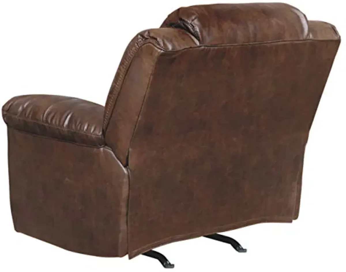 Signature Design by Ashley Stoneland Faux Leather Power Rocker Recliner, Dark Brown , 41D x 43W x 42H in