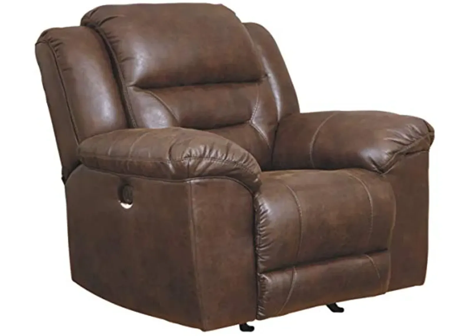 Signature Design by Ashley Stoneland Faux Leather Power Rocker Recliner, Dark Brown , 41D x 43W x 42H in